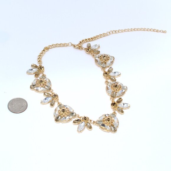 NWT Catherine Stein Clear and Amber Stone Gold-tone Statement Necklace - Picture 2 of 5